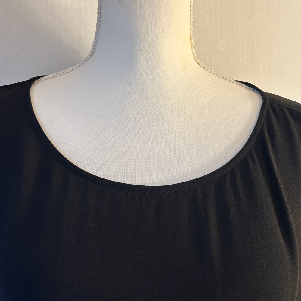 Eileen Fisher 100% Silk Georgette Black Unlined Sleeveless Dress Sz S - Picture 2 of 10